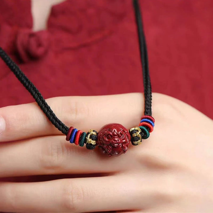 Buddha Stones ​​Zinnober Chinesisches Sternzeichen Schwarze Schnur Segen Halskette Anhänger - image 12