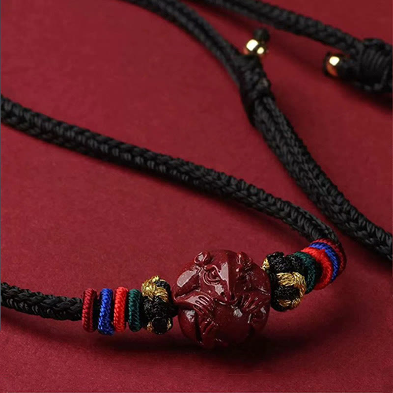 Buddha Stones ​​Zinnober Chinesisches Sternzeichen Schwarze Schnur Segen Halskette Anhänger - image 20