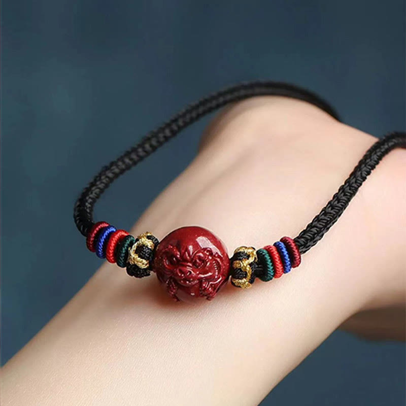 Buddha Stones ​​Zinnober Chinesisches Sternzeichen Schwarze Schnur Segen Halskette Anhänger - image 14