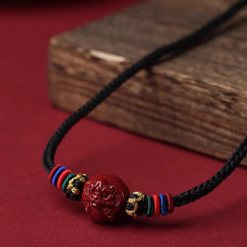Buddha Stones ​​Zinnober Chinesisches Sternzeichen Schwarze Schnur Segen Halskette Anhänger - image 15