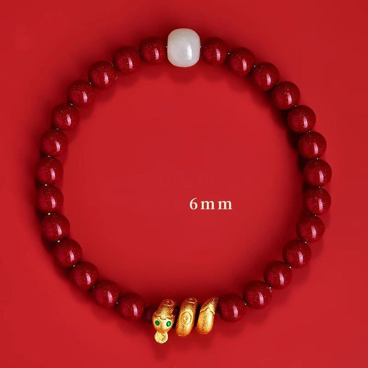 Buddha Stones ​​Zinnoberperle Hetian Jade Jahr der Schlange Segensarmband - 6 mm Zinnober-Hetian-Jade-Schlange (Handgelenkumfang: 15 cm) - image 16