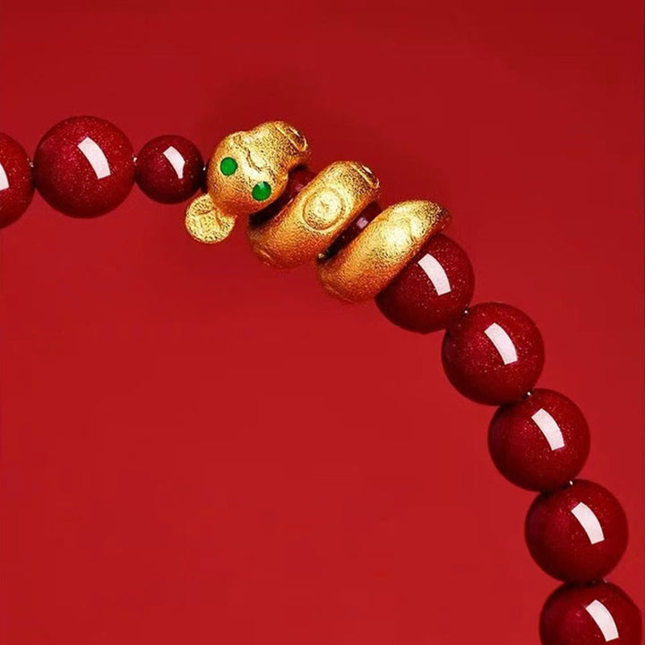 Buddha Stones ​​Zinnoberperle Hetian Jade Jahr der Schlange Segensarmband - image 12