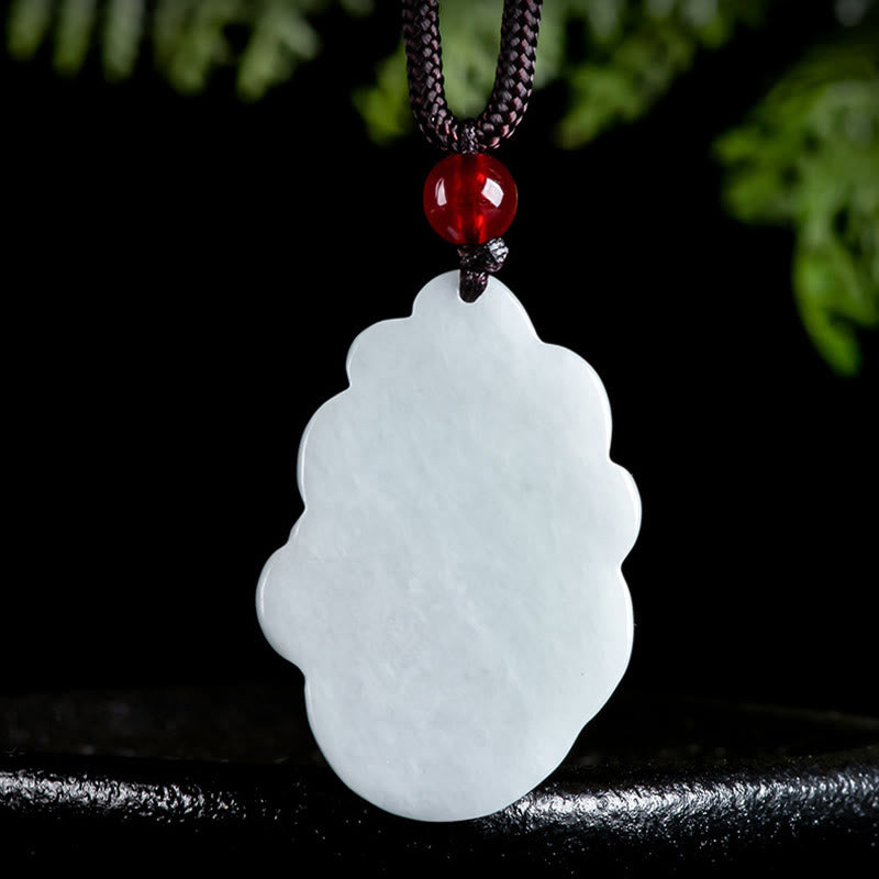 Buddha Stones Halskette mit Anhänger aus natürlicher Jade mit neunschwänzigem Fuchs