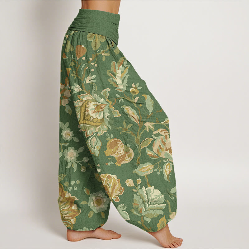 Lässige Haremshose mit Buddha Stones und blühenden Blumenknospen-Design für Damen mit elastischer Taille - image 7