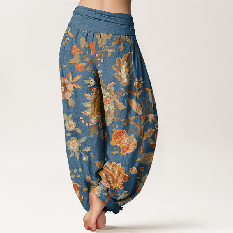 Lässige Haremshose mit Buddha Stones und blühenden Blumenknospen-Design für Damen mit elastischer Taille - image 9