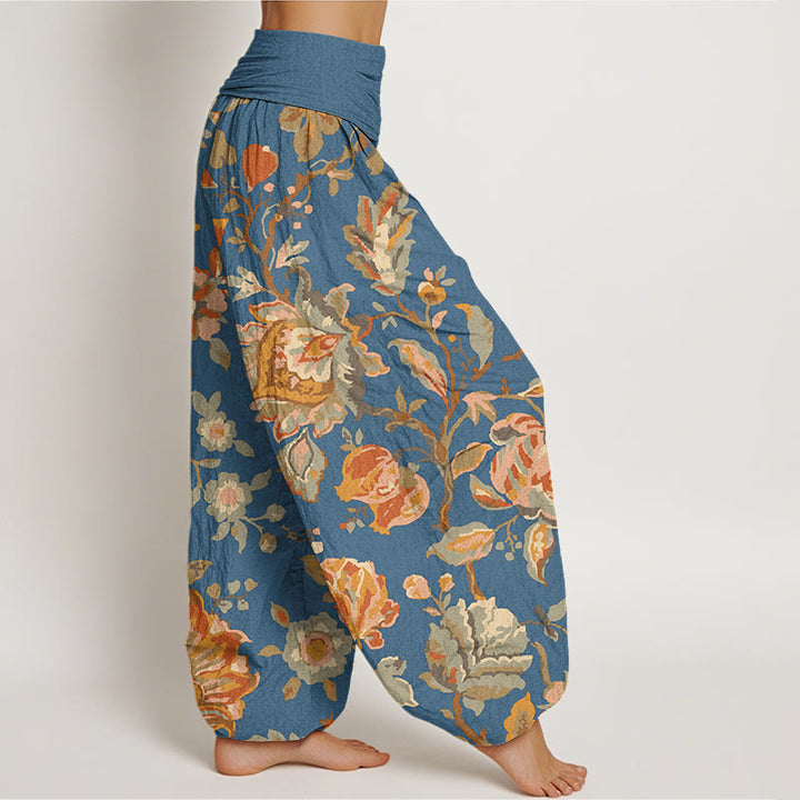 Lässige Haremshose aus Baumwolle mit Buddha Stones Motiv und blühenden Blütenknospen – Damenhose mit elastischem Bund - image 9