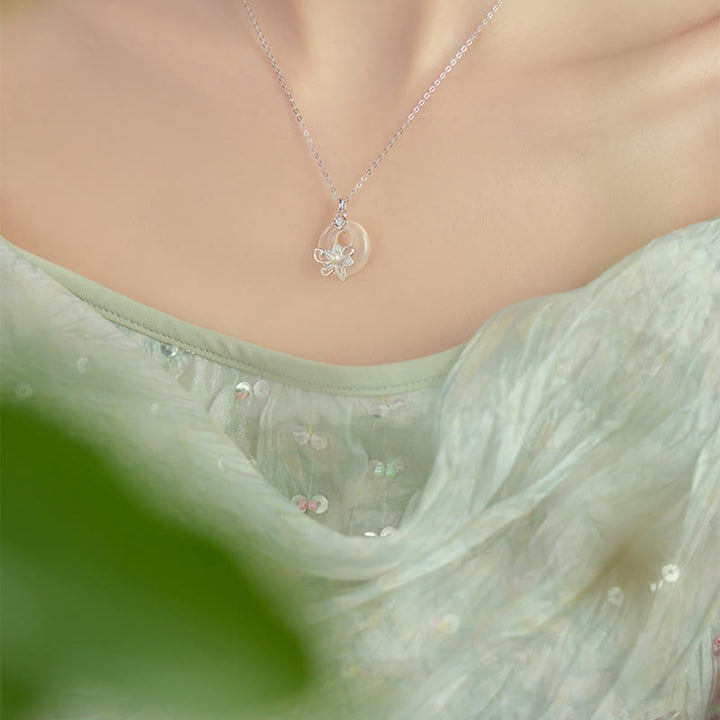 Buddha Stones ​​Chalcedon Frieden Schnalle 999 Sterling Silber Lotus Positive Halskette Anhänger - image 11