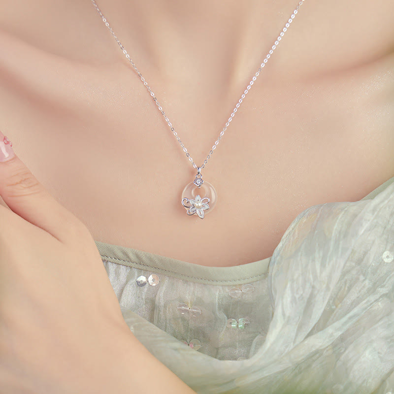 Buddha Stones ​​Chalcedon Frieden Schnalle 999 Sterling Silber Lotus Positive Halskette Anhänger - image 12