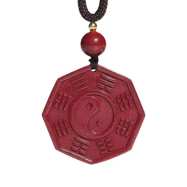 Buddha Stones Natürliche Zinnober Bagua Taishang Laojun Fu Charakter Ruhe Halskette Anhänger