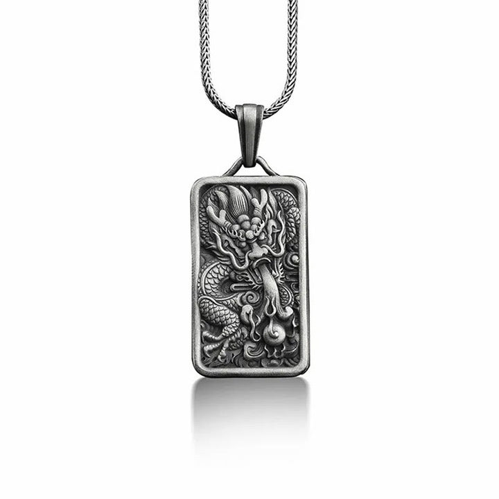Buddha Stones, Halskette mit Anhänger aus reinem Zinn, Drache, Erfolg, Schutz - image 2