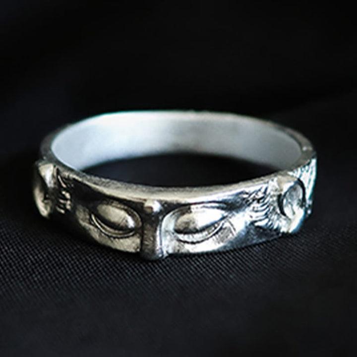 Buddha Stones 999 Sterling Silber Buddha Augen Schutzring - image 1