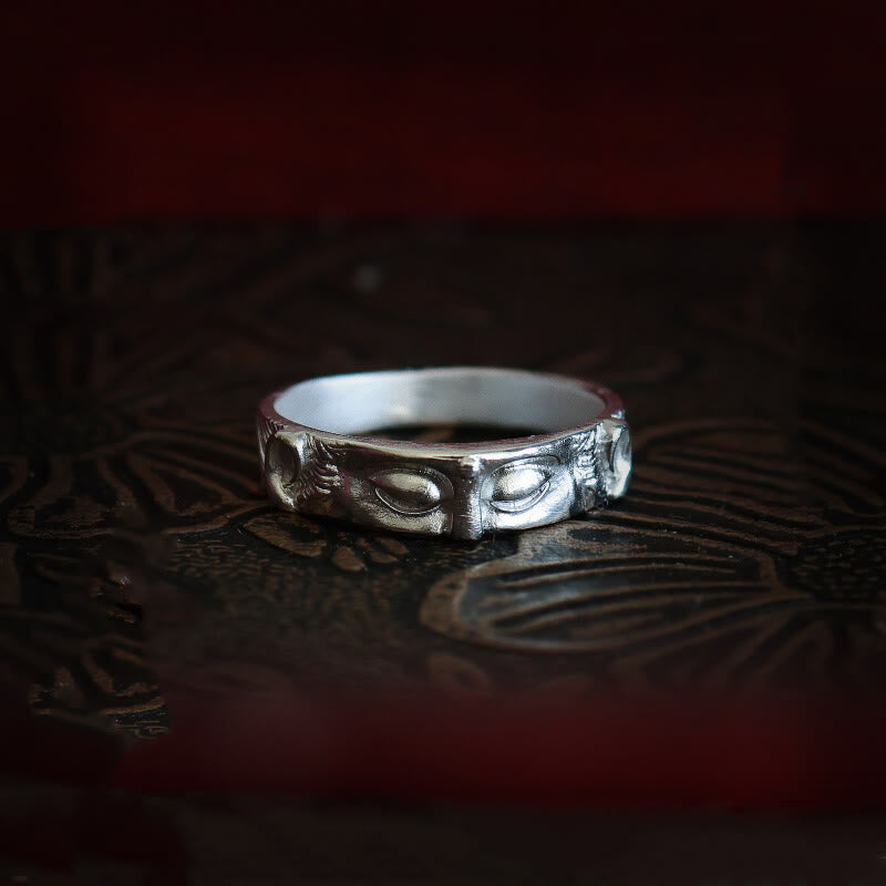 Buddha Stones 999 Sterling Silber Buddha Augen Schutzring - 999 Sterling Silber - US11 - image 0