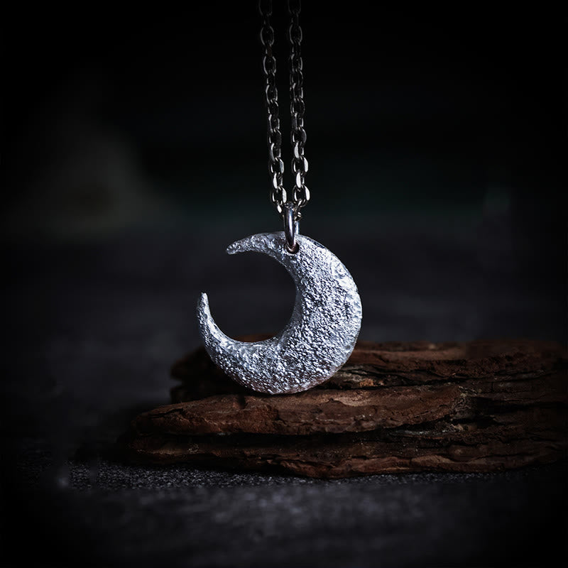 Buddha Stones 999 Sterling Silber Mond Balance Halskette Anhänger - Kette aus 999er Sterlingsilber und Titanstahl - image 0
