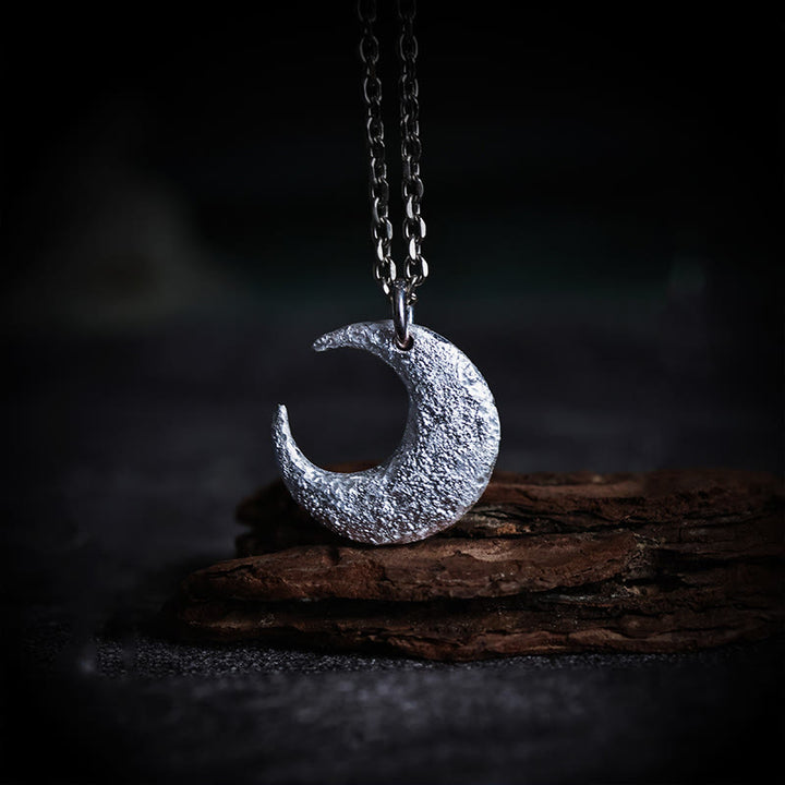 Buddha Stones 999 Sterling Silber Mond Balance Halskette Anhänger - Kette aus 999er Sterlingsilber und Titanstahl - image 0