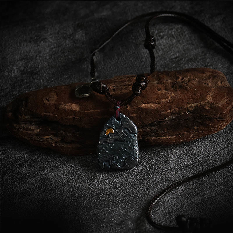 Halskette mit Anhänger „Buddha Stones“ aus 999er Sterlingsilber und 24 Karat Gold, glückverheißende Wolken, Schutz - image 2