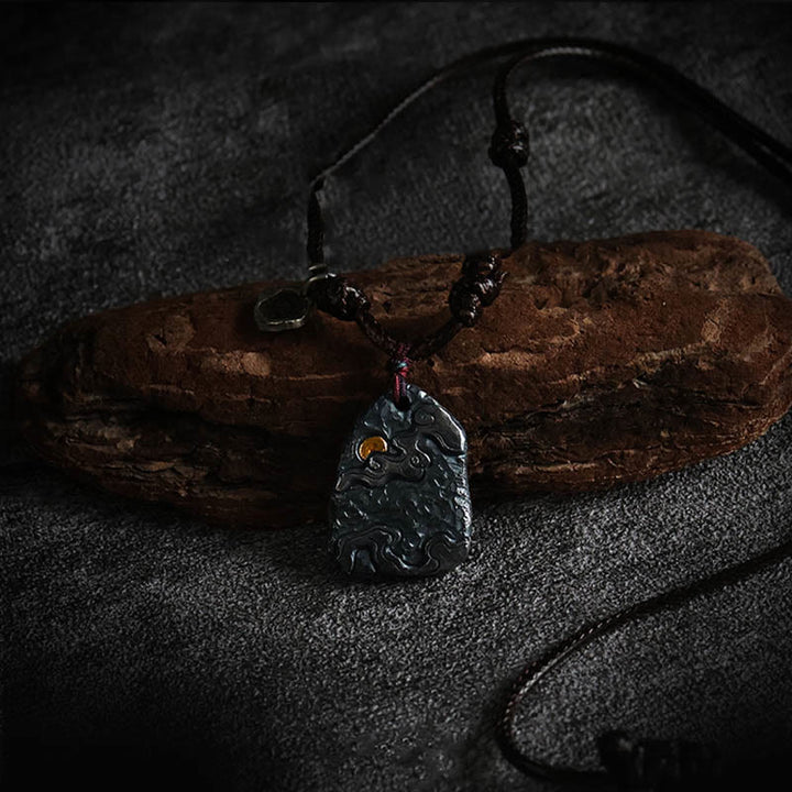 Halskette mit Anhänger „Buddha Stones“ aus 999er Sterlingsilber und 24 Karat Gold, glückverheißende Wolken, Schutz - image 2