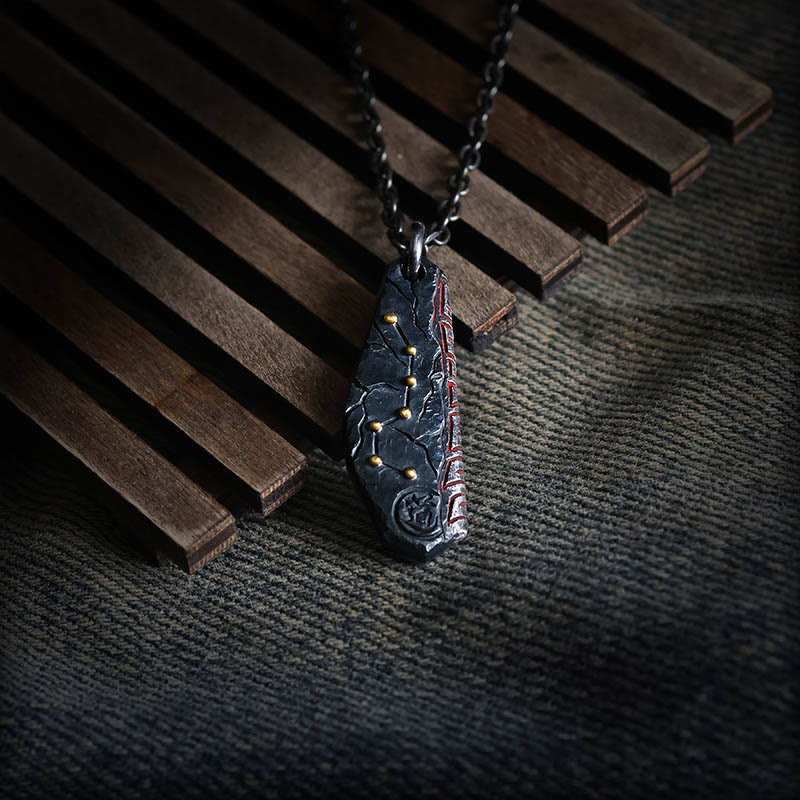 Buddha Stones 999 Sterling Silber Großer Wagen Balance Halskette Anhänger - 999 Sterling Silber & Silberkette - image 1