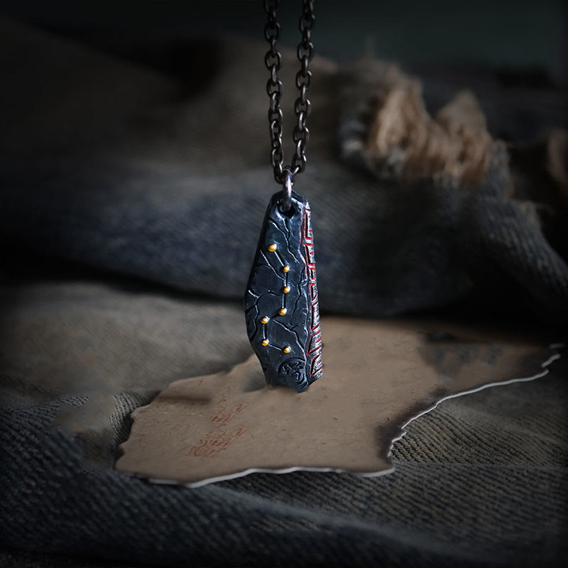 Buddha Stones 999 Sterling Silber Großer Wagen Balance Halskette Anhänger - Kette aus 999 Sterlingsilber und Titanstahl - image 0