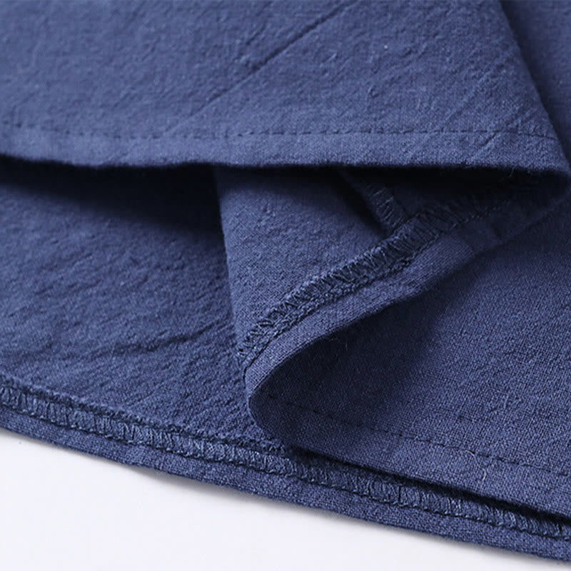 Buddha Stones - Einfarbiges Herrenhemd aus Baumwolle und Leinen mit Dreiviertelärmeln und einem Knopf - image 12