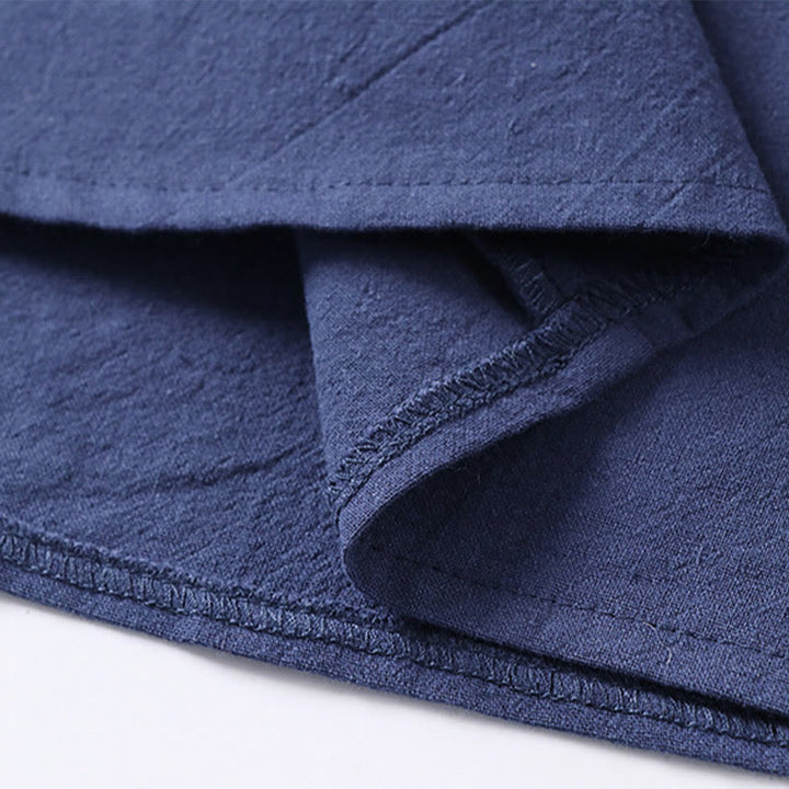 Buddha Stones - Einfarbiges Herrenhemd aus Baumwolle und Leinen mit Dreiviertelärmeln und einem Knopf - image 12