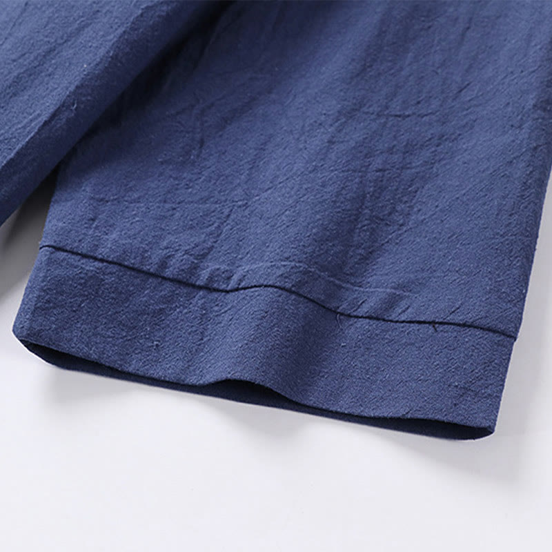 Buddha Stones - Einfarbiges Herrenhemd aus Baumwolle und Leinen mit Dreiviertelärmeln und einem Knopf - image 11