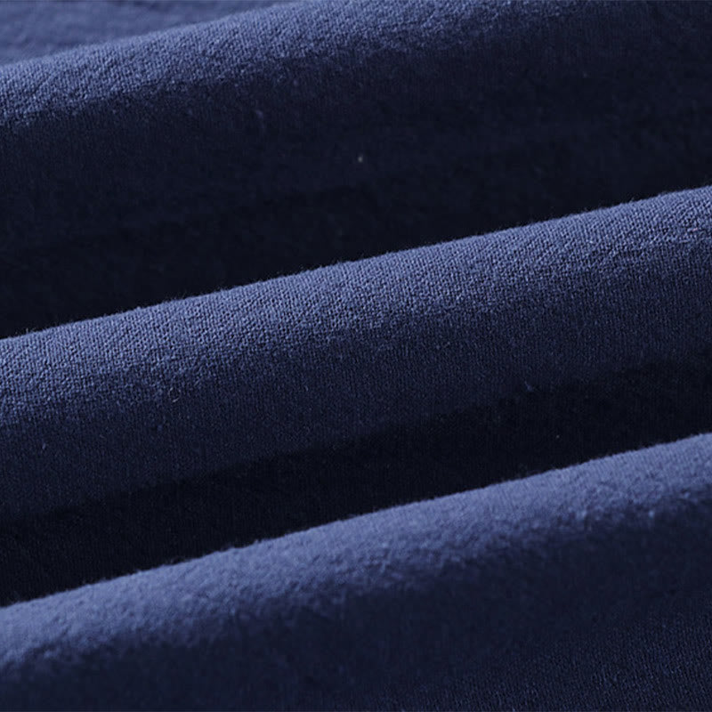 Buddha Stones - Einfarbiges Herrenhemd aus Baumwolle und Leinen mit Dreiviertelärmeln und einem Knopf - image 7