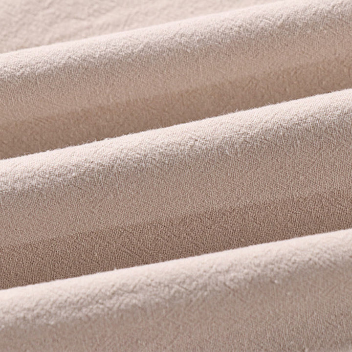 Buddha Stones Lässiges, einfarbiges Herrenhemd aus Baumwolle und Leinen mit Dreiviertelärmeln, Knopfleiste vorne und Taschen - image 2