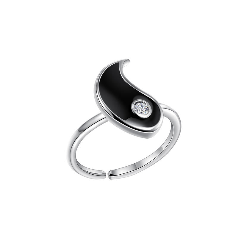 Buddha Stones Yin Yang Titan Stahl Manschette Balance Paar Ring