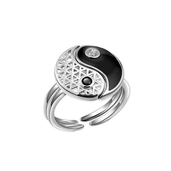 Buddha Stones Yin Yang Titan Stahl Manschette Balance Paar Ring