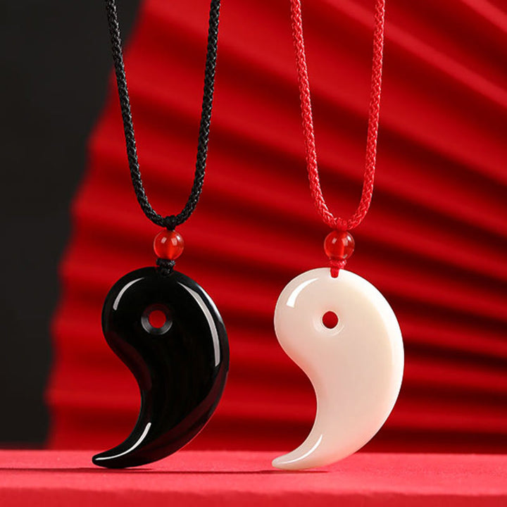 Buddha Stones Yin Yang Tai Chi Diagramm Hetian Jade Glück Halskette Anhänger