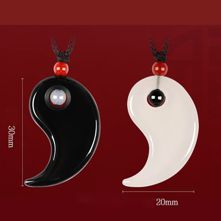 Buddha Stones ​​Schwarz Onyx Weiß Achat Yin Yang Tai Chi Diagramm Glück Paar Halskette Anhänger - image 8