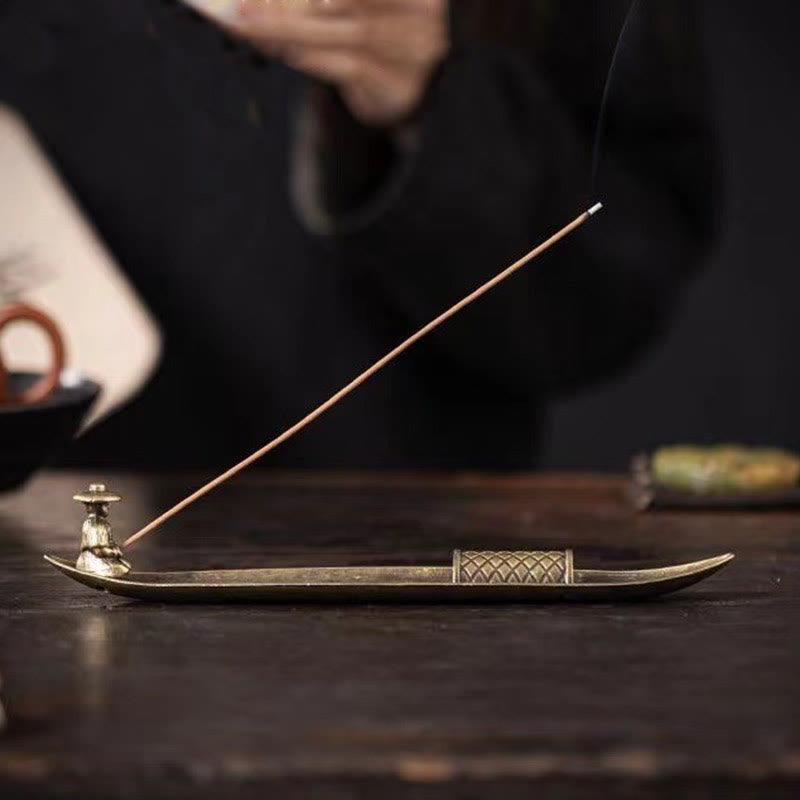 Räucherstäbchenhalter mit Buddha Stones, Fischerboot, Koi-Fisch, Zinklegierung, heilende Räuchergefäß-Dekoration - image 14