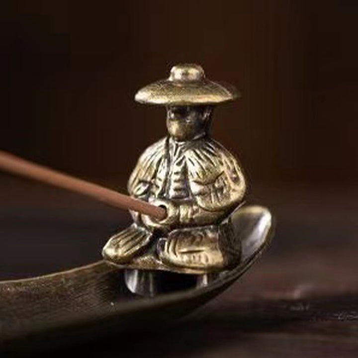 Räucherstäbchenhalter mit Buddha Stones, Fischerboot, Koi-Fisch, Zinklegierung, heilende Räuchergefäß-Dekoration - image 8