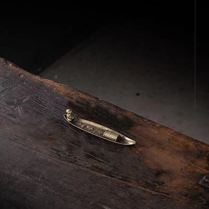 Räucherstäbchenhalter mit Buddha Stones, Fischerboot, Koi-Fisch, Zinklegierung, heilende Räuchergefäß-Dekoration - image 7