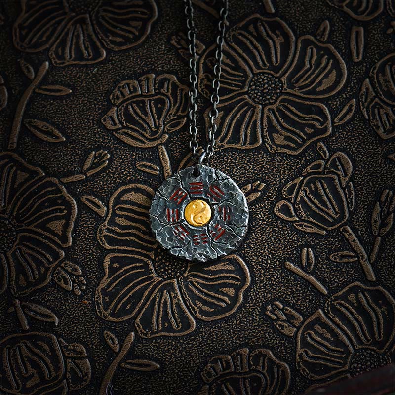 Halskette mit Anhänger „Buddha Stones“ aus 999er Sterlingsilber und 24 Karat Gold, Bagua, Tai Chi, Yin-Yang-Design, Berggeister, Geld ausgeben, Harmonie - Kette aus 999er Sterlingsilber und Titanstahl - image 8