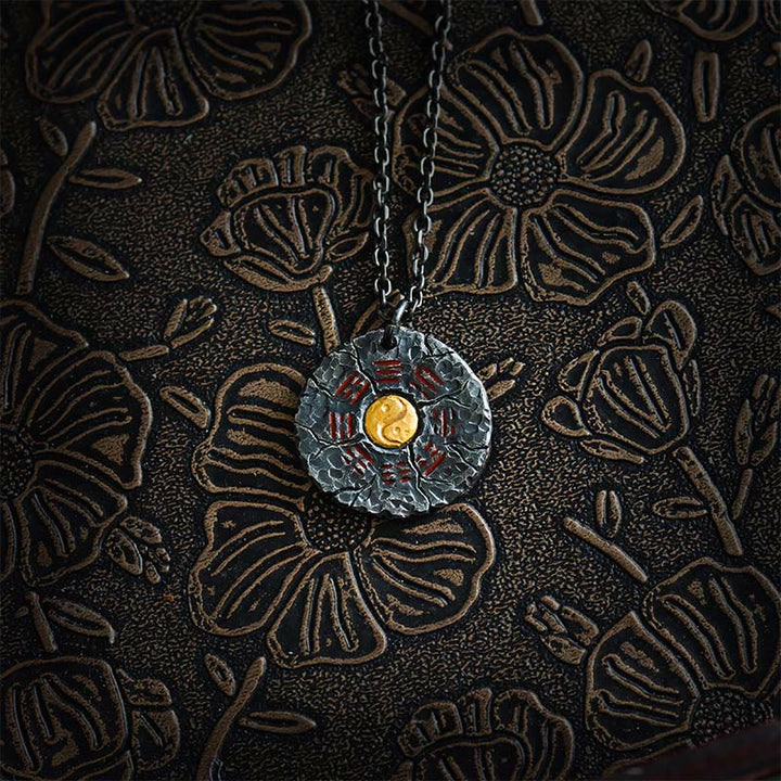 Halskette mit Anhänger „Buddha Stones“ aus 999er Sterlingsilber und 24 Karat Gold, Bagua, Tai Chi, Yin-Yang-Design, Berggeister, Geld ausgeben, Harmonie - Kette aus 999 Sterlingsilber und Titanstahl - image 9