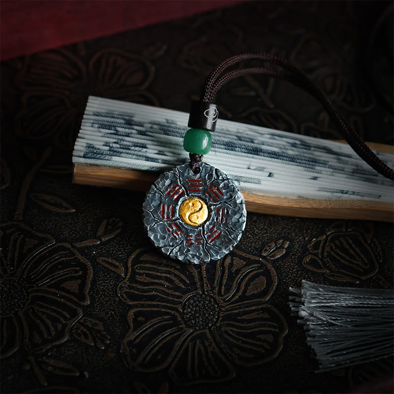 Halskette mit Anhänger „Buddha Stones“ aus 999er Sterlingsilber und 24 Karat Gold, Bagua, Tai Chi, Yin-Yang-Design, Berggeister, Geld ausgeben, Harmonie - image 2