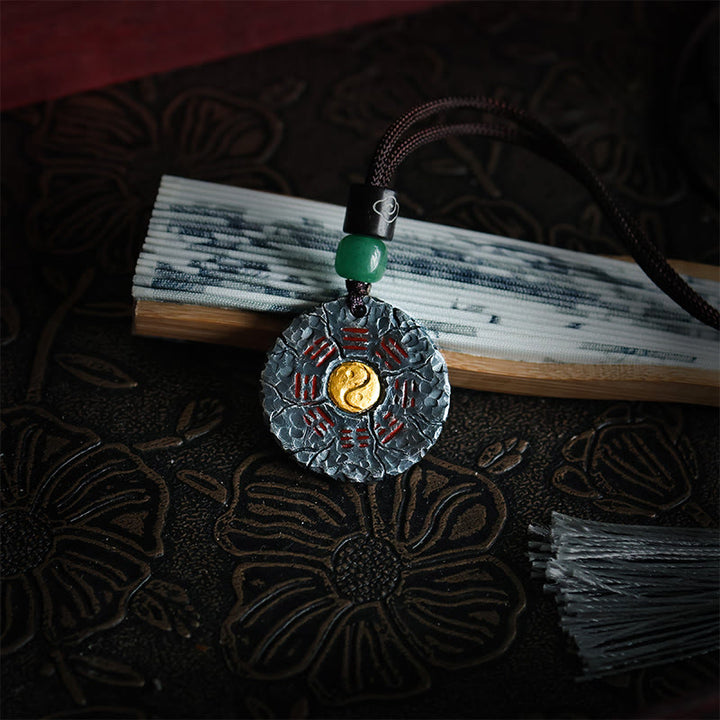 Halskette mit Anhänger „Buddha Stones“ aus 999er Sterlingsilber und 24 Karat Gold, Bagua, Tai Chi, Yin-Yang-Design, Berggeister, Geld ausgeben, Harmonie - image 2