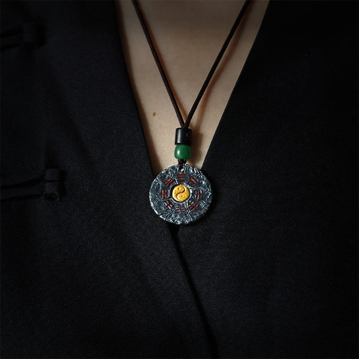 Halskette mit Anhänger „Buddha Stones“ aus 999er Sterlingsilber und 24 Karat Gold, Bagua, Tai Chi, Yin-Yang-Design, Berggeister, Geld ausgeben, Harmonie - image 1