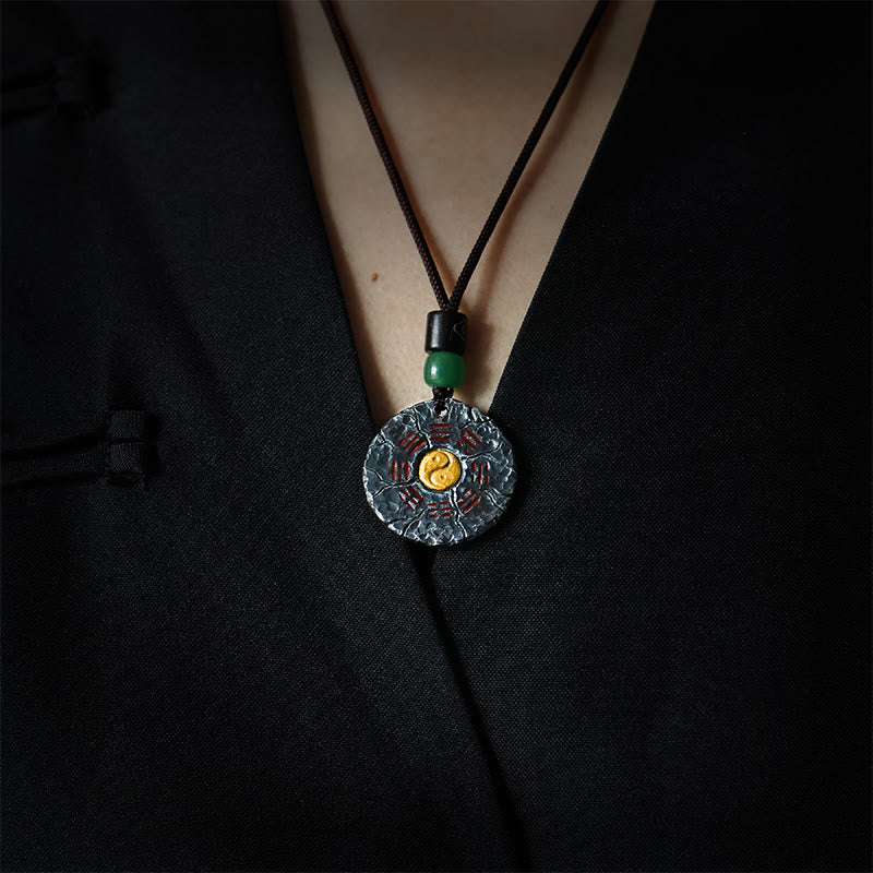 Halskette mit Anhänger „Buddha Stones“ aus 999er Sterlingsilber und 24 Karat Gold, Bagua, Tai Chi, Yin-Yang-Design, Berggeister, Geld ausgeben, Harmonie - image 1