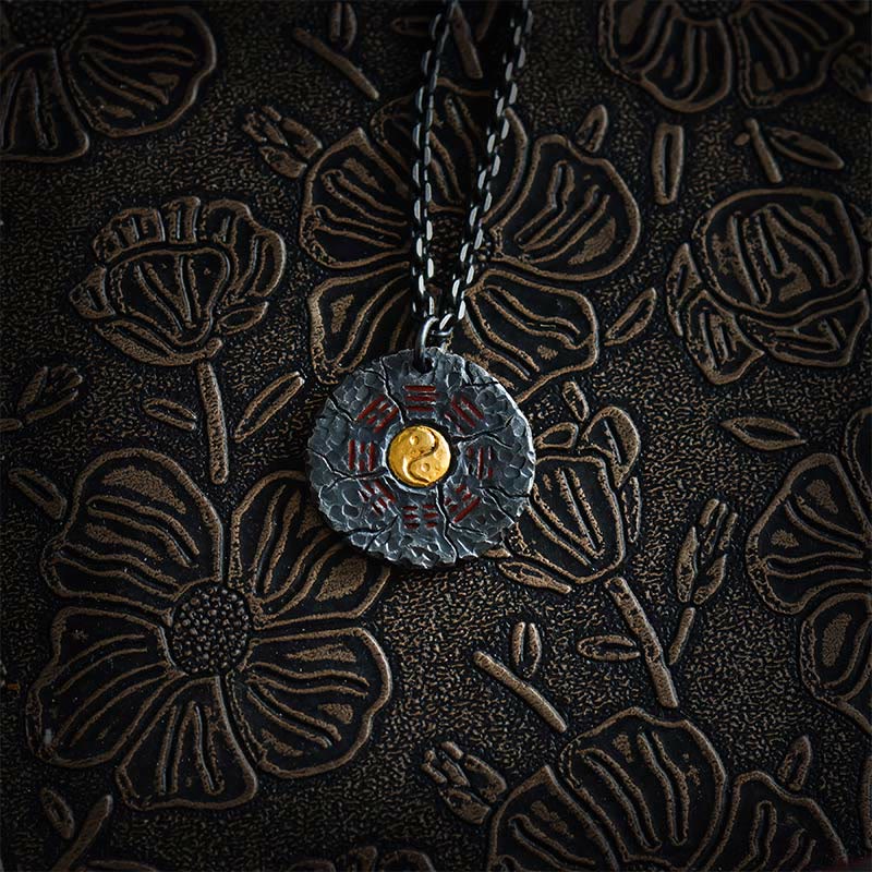 Halskette mit Anhänger „Buddha Stones“ aus 999er Sterlingsilber und 24 Karat Gold, Bagua, Tai Chi, Yin-Yang-Design, Berggeister, Geld ausgeben, Harmonie - 999 Sterling Silber & Silberkette - image 11