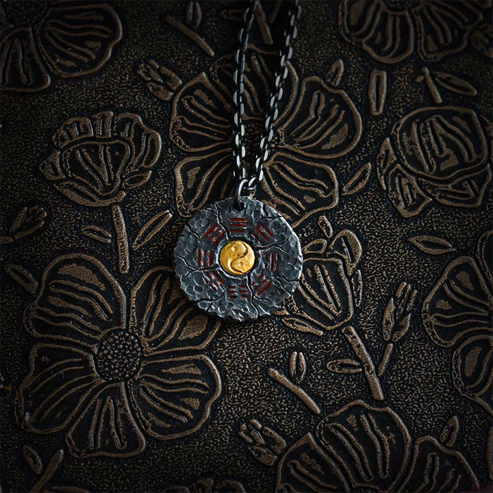 Halskette mit Anhänger „Buddha Stones“ aus 999er Sterlingsilber und 24 Karat Gold, Bagua, Tai Chi, Yin-Yang-Design, Berggeister, Geld ausgeben, Harmonie - 999 Sterling Silber & Silberkette - image 11