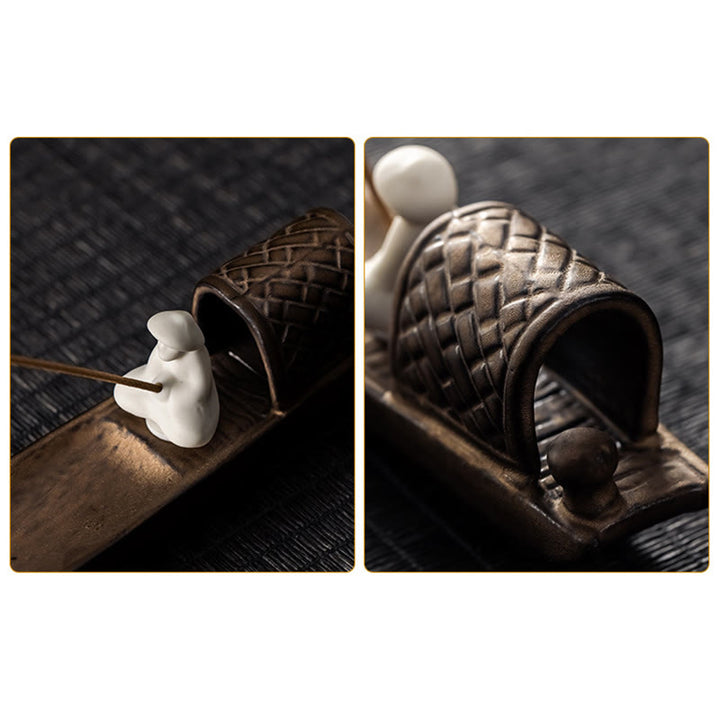 Buddha Stones Fisherman Zen Healing Braun Keramik Stick Weihrauch Brenner Dekoration - image 8