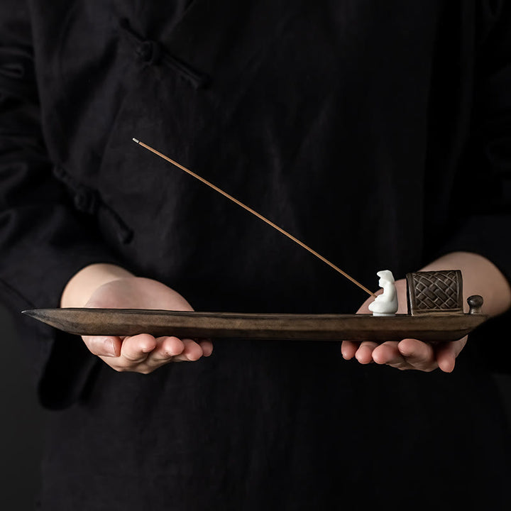 Buddha Stones Fisherman Zen Healing Braun Keramik Stick Weihrauch Brenner Dekoration - image 4