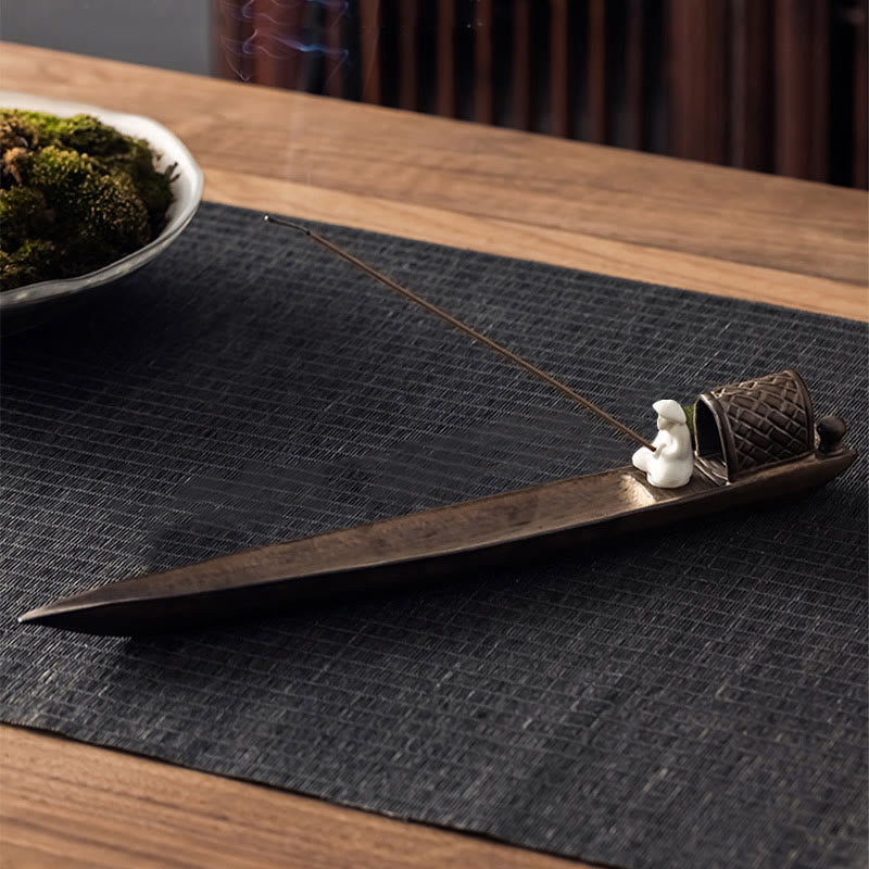 Buddha Stones Fisherman Zen Healing Braun Keramik Stick Weihrauch Brenner Dekoration - image 5