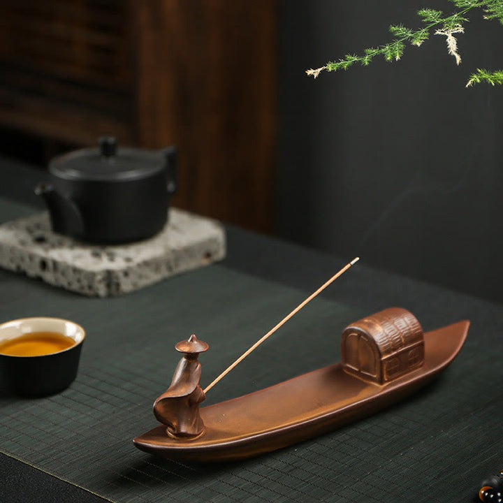 Buddha Stones, Fischer, Fischerboot, Bambus, Buddha-Hand, Lotus, spirituelle Heilung, Keramikstab, Weihrauchbrenner, Dekoration - image 3