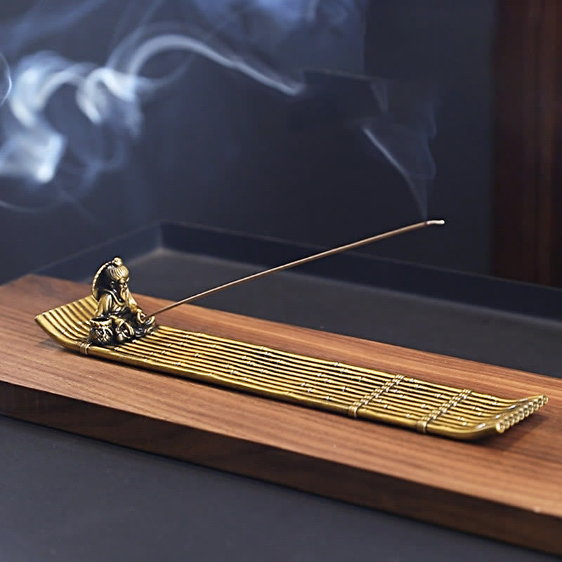 Buddha Stones , Fischer, Bambus, Fischerboot, Legierung, Räucherstäbchenhalter, heilende Räuchergefäß-Dekoration - image 3