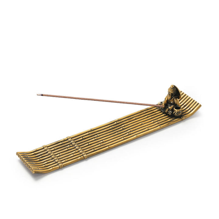 Buddha Stones , Fischer, Bambus, Fischerboot, Legierung, Räucherstäbchenhalter, heilende Räuchergefäß-Dekoration - image 9