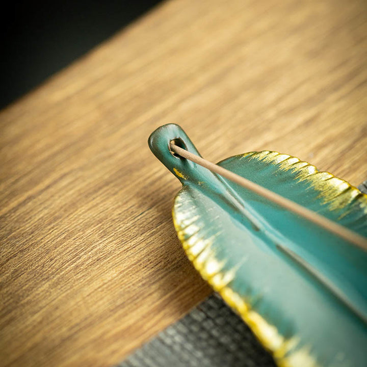Buddha Stones, grüne Feder, Goldrand, heilende Räuchergefäß aus Keramik, Dekoration - image 10