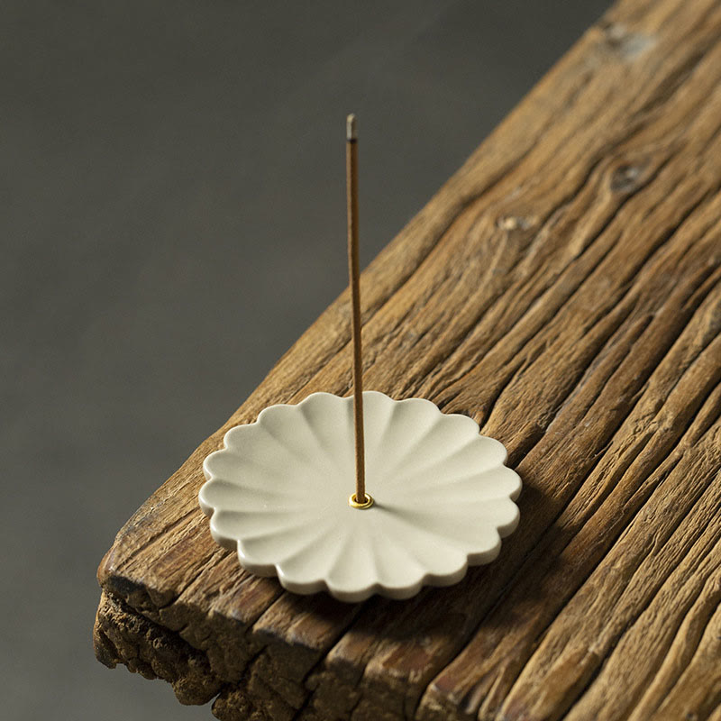 Buddha Stones, Lotus, Kirschblüte, Pflaumenblüte, Chrysantheme, heilende Keramik-Räuchergefäß-Dekoration - Chrysantheme 6,7 x 6,7 x 0,4 cm - image 7